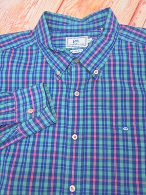 Southern Tide Mens Classic Fit Blue Plaid Shirt XXL